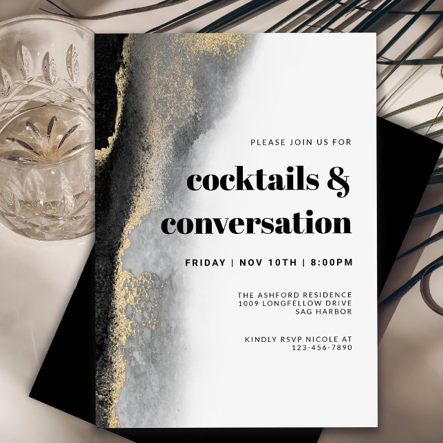 Modern Abstract Cocktails and Conversation Party Invitation (Creator Uploaded)