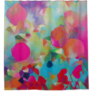 Modern Abstract Color Flowers Shower Curtain