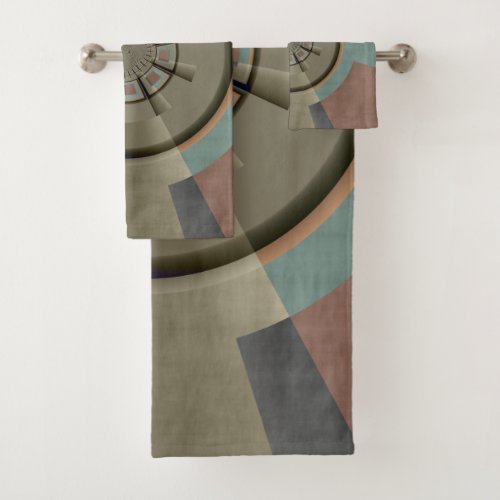 Modern Abstract Color Harmony Fractal Art Graphic Bath Towel Set