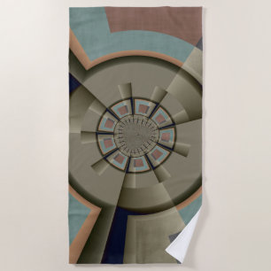 Modern Abstract Color Harmony Fractal Art Graphic Beach Towel