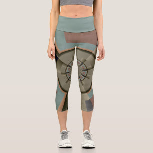 Modern Abstract Color Harmony Fractal Art Graphic Capri Leggings