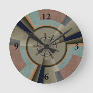 Modern Abstract Color Harmony Fractal Art Graphic Round Clock