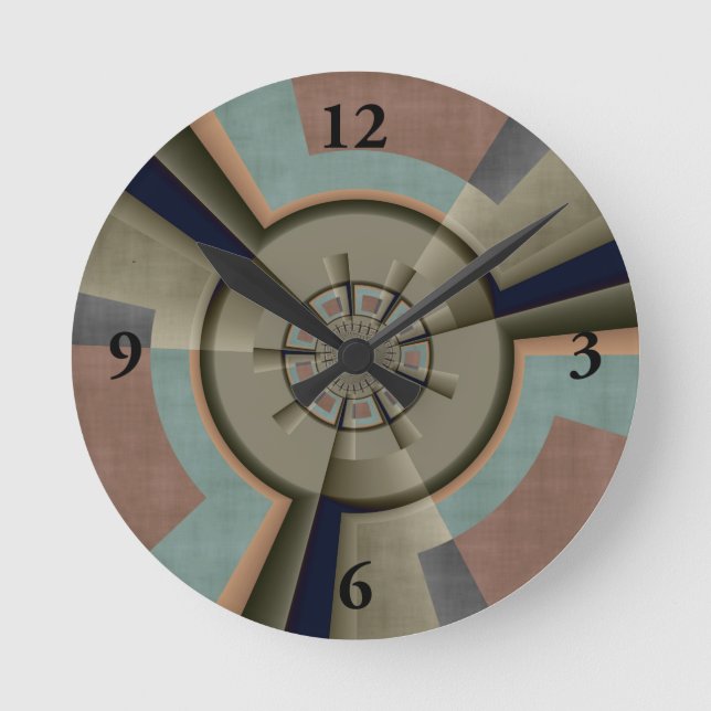 Modern Abstract Color Harmony Fractal Art Graphic Round Clock (Front)