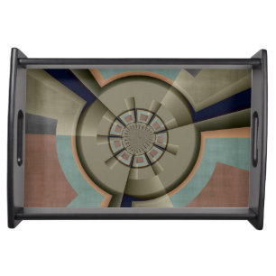 Modern Abstract Color Harmony Fractal Art Graphic Serving Tray