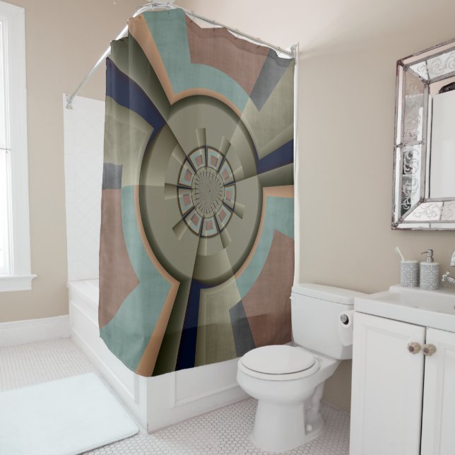 Modern Abstract Color Harmony Fractal Art Graphic Shower Curtain (In Situ)