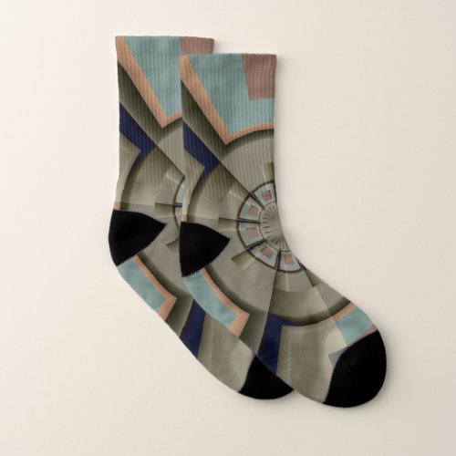 Modern Abstract Color Harmony Fractal Art Graphic Socks