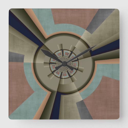 Modern Abstract Color Harmony Fractal Art Graphic Square Wall Clock