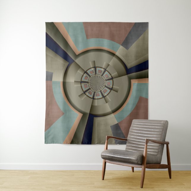 Modern Abstract Color Harmony Fractal Art Graphic Tapestry (In Situ)