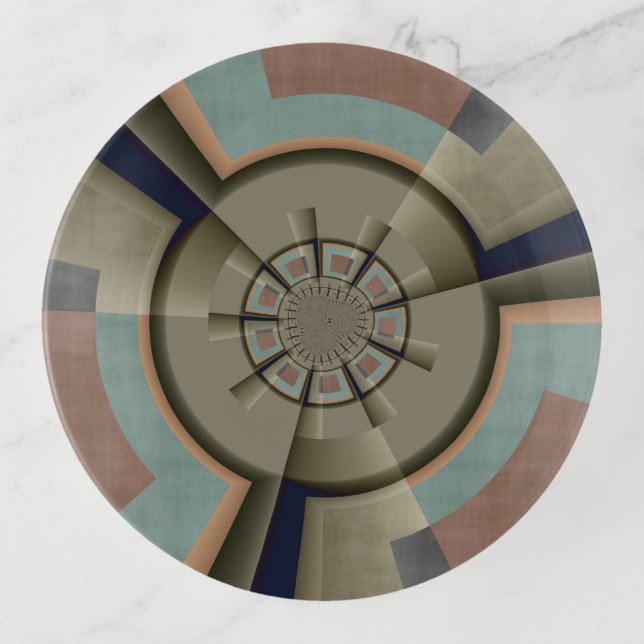 Modern Abstract Color Harmony Fractal Art Graphic Trinket Tray (Front)