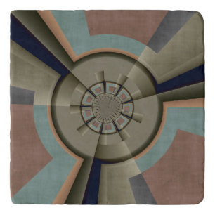 Modern Abstract Color Harmony Fractal Art Graphic Trivet
