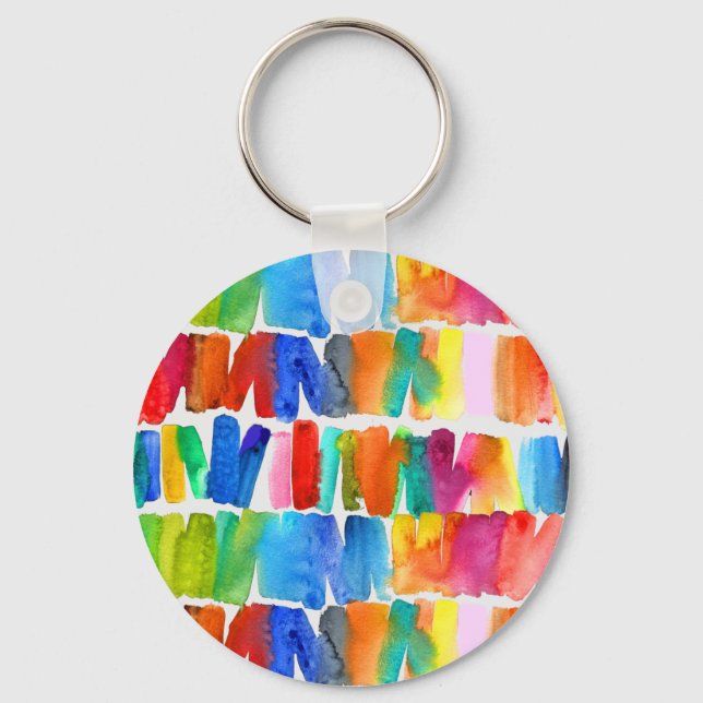 Modern abstract color riot crazy colors keychain (Front)