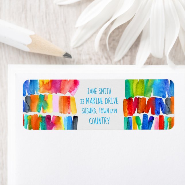 Modern abstract color riot crazy colors label (Insitu)