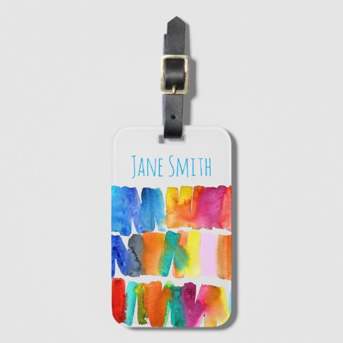 Modern abstract color riot crazy colors luggage tag