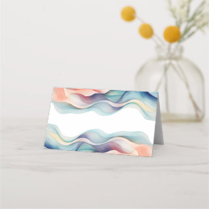 Modern Abstract Color Wave Wedding Place Card