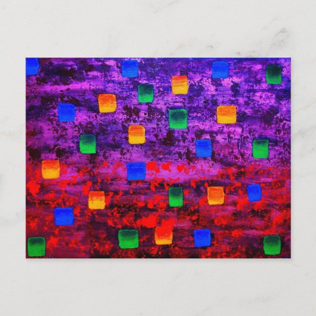 Modern Abstract Colorful Acrylic Painting Postcard (Front)