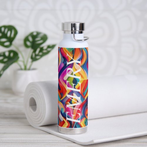 Modern Abstract Colorful Bridesmaid Monogrammed Water Bottle