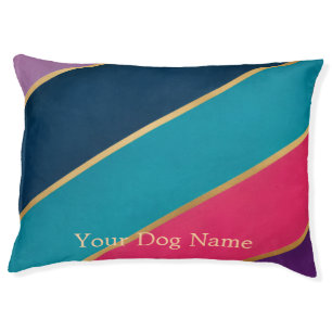 Modern Abstract Colorful Custom Name Dog Bed