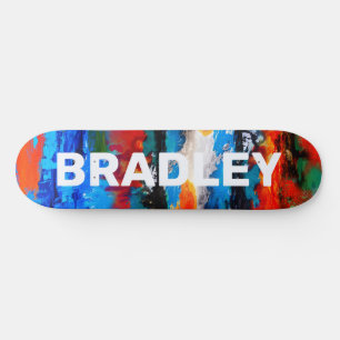 Modern Abstract Colorful Custom Personalized Name Skateboard