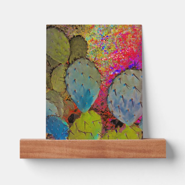 Modern Abstract Colorful Desert Cactus Picture Ledge (Front)