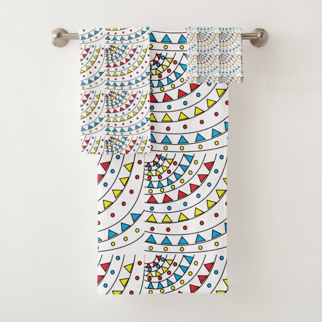 Modern Abstract Colorful Geometric Pattern  Bath Towel Set (Insitu)