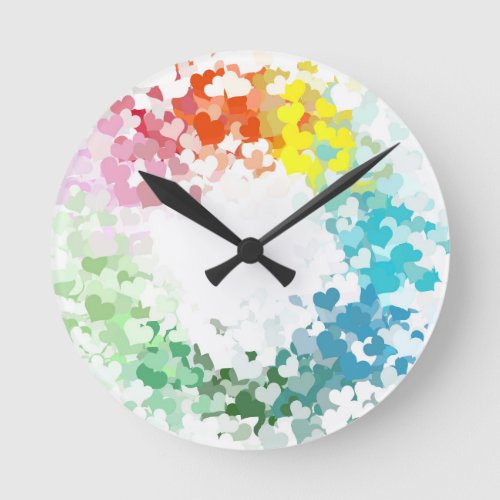 Modern Abstract Colorful Hearts Blank Template Round Clock