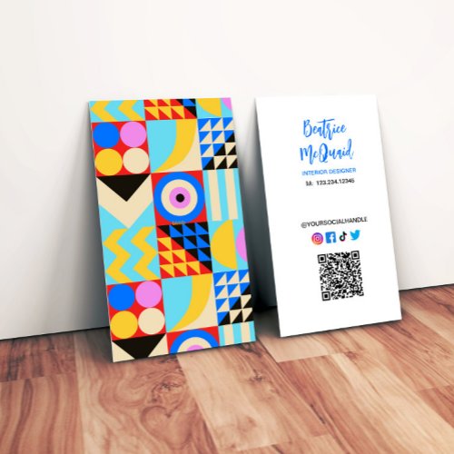 Modern Abstract Colorful Interior Design Business Card