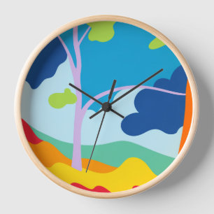 Modern Abstract Colorful Landscape Wall clock