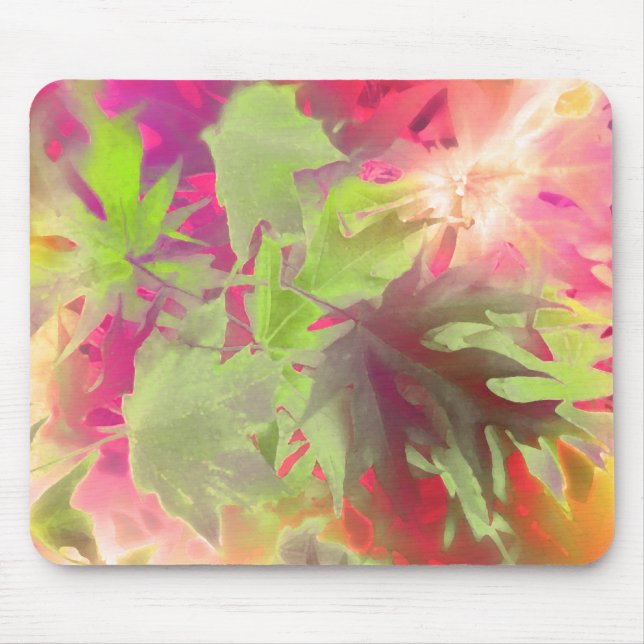 Modern Abstract Colorful Leaves Mouse Pad (Front)