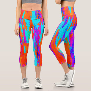 Modern Abstract  Colorful Paint Pattern  Capri Leggings