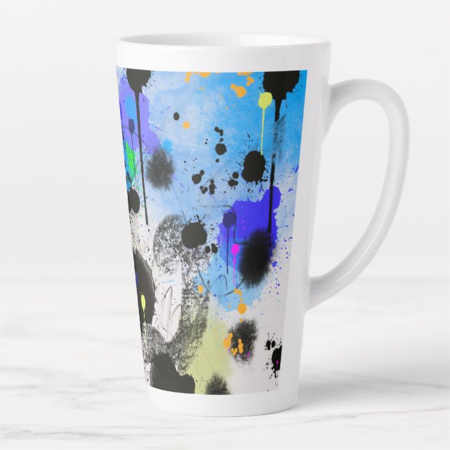 Modern abstract colorful paint splatter latte mug (Right)