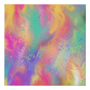 Modern abstract colorful paint splatter painting faux canvas print