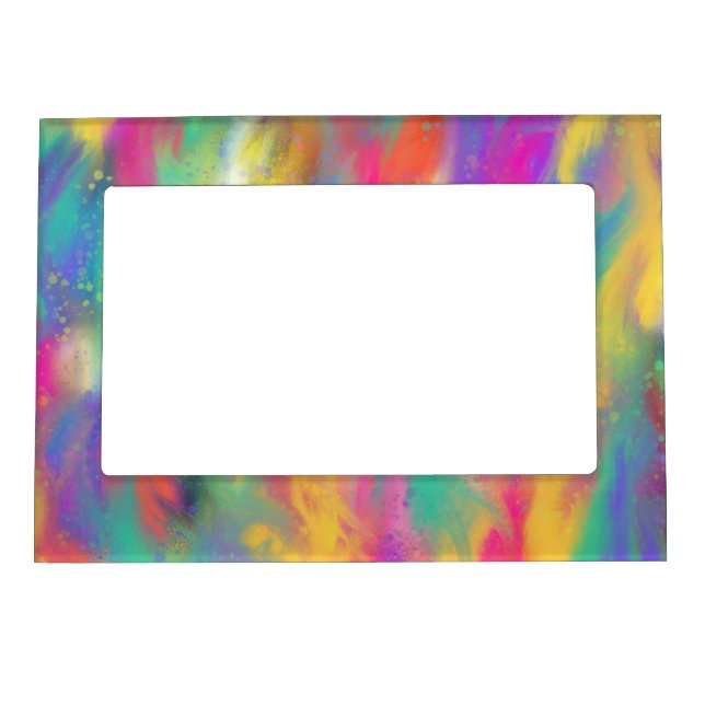 Modern abstract colorful paint splatter pattern magnetic frame (Front)