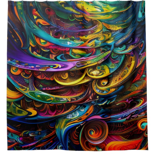 Modern Abstract Colorful  Shower Curtain (Front)