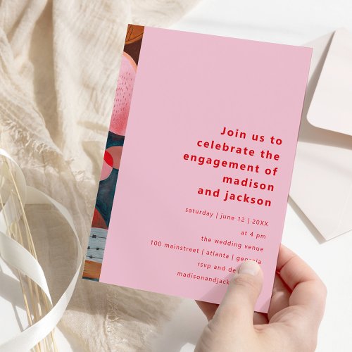 modern abstract colorful simple minimal engagement invitation