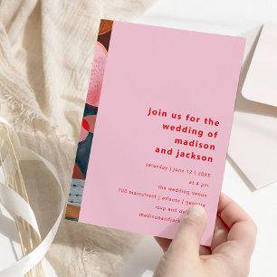 modern abstract colorful simple minimal wedding invitation