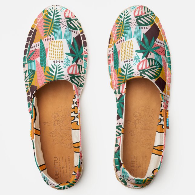 Modern Abstract Colorful Tropical Palm Trees Ferns Espadrilles (Front)