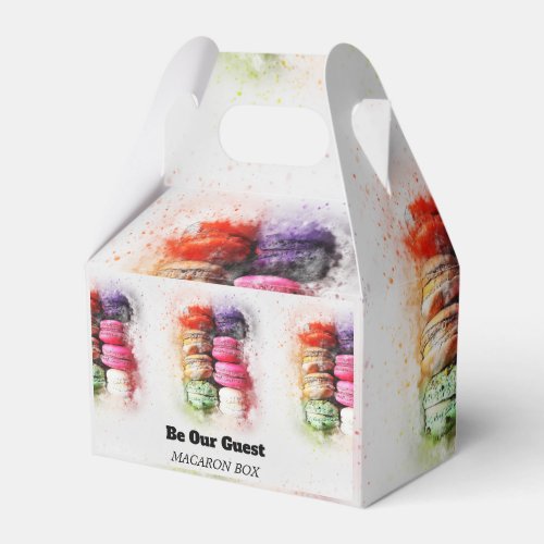Modern Abstract Colourful Be Our Guest Macaron  Favor Boxes