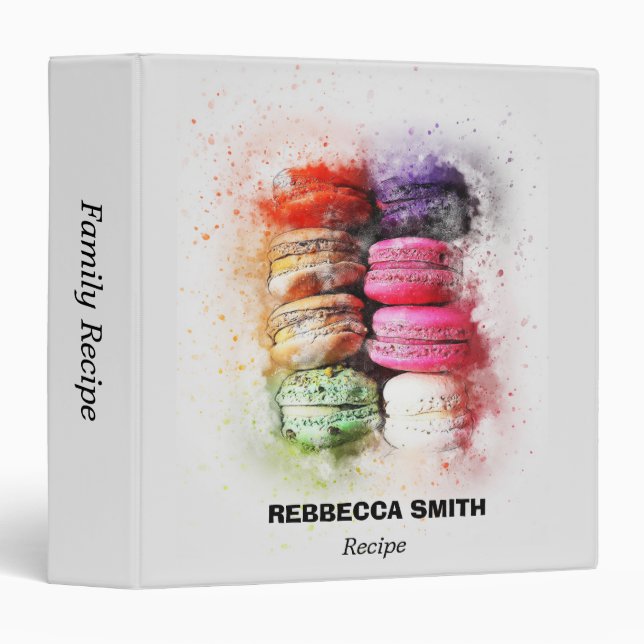 Modern Abstract Colourful Macaron Name Recipe  3 Ring Binder (Front/Spine)