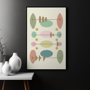 Modern Abstract Colourful Shapes, Mid Century Poster