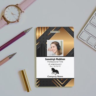 Modern Abstract Company Employee Id | Black Gold