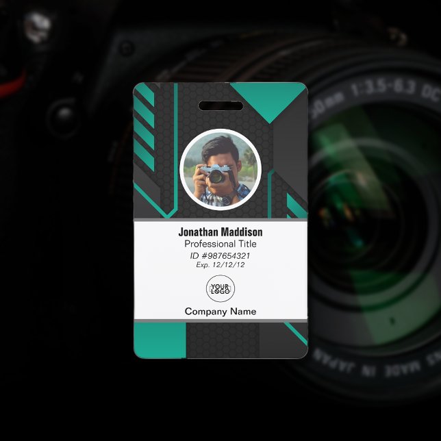 Modern Abstract Company Employee Id | Black Green Badge (Creator Uploaded)