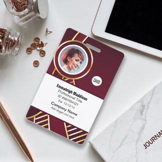 Modern Abstract Company Employee Id | Burgundy