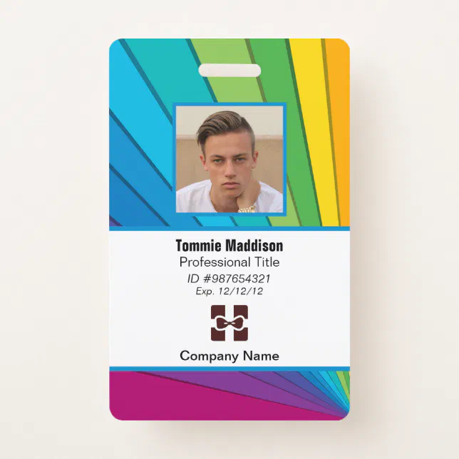 Modern Abstract Company Employee Id | Rainbow Badge | Zazzle