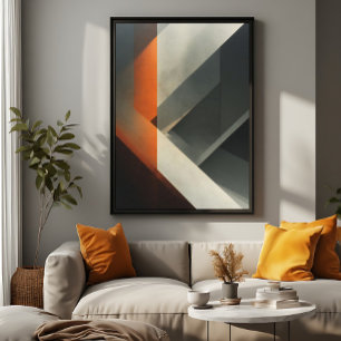 Modern Abstract Concrete Orange Accent Canvas Print