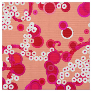 Modern Abstract Confetti Print, Coral and Fuchsia Fabric