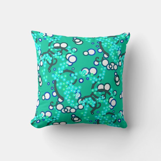 Modern Abstract Confetti Print, Turquoise Throw Pillow (Front)