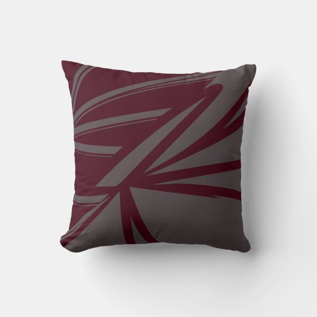  Modern Abstract Contemporary Burgundy Gray Throw Pillow (Front)