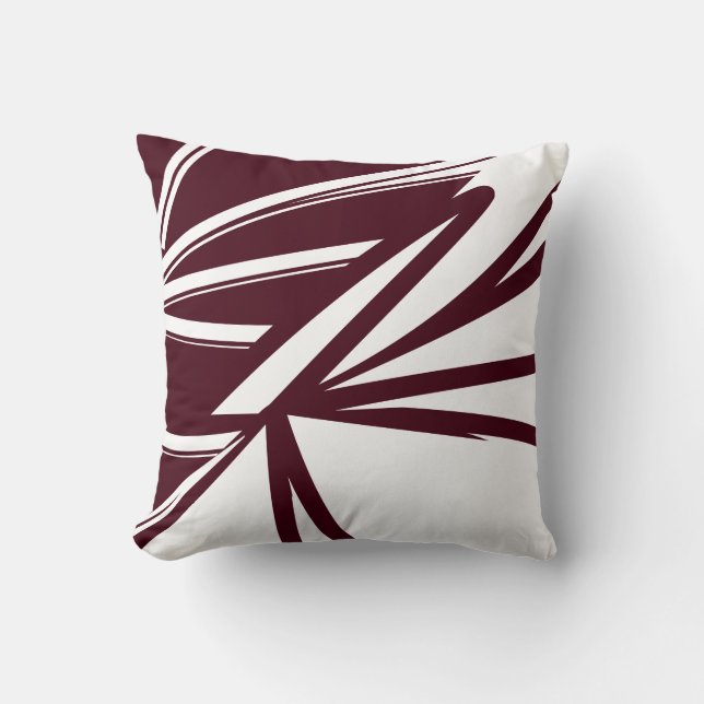  Modern Abstract Contemporary Burgundy Throw Pillow (Front)
