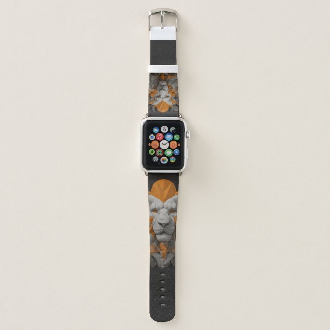 Modern Abstract Contemporary Geometric Lion Face Apple Watch Band (Front)