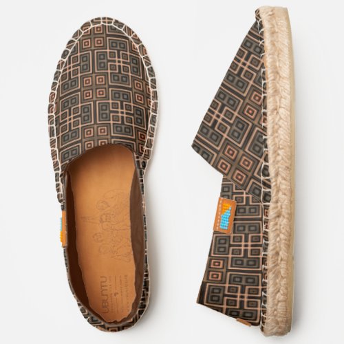 Modern Abstract Cool Geometric Deco Pattern Brown Espadrilles